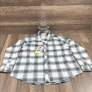 Weatherproof Vintage Blue and Brown Checkered Flannel Shirt